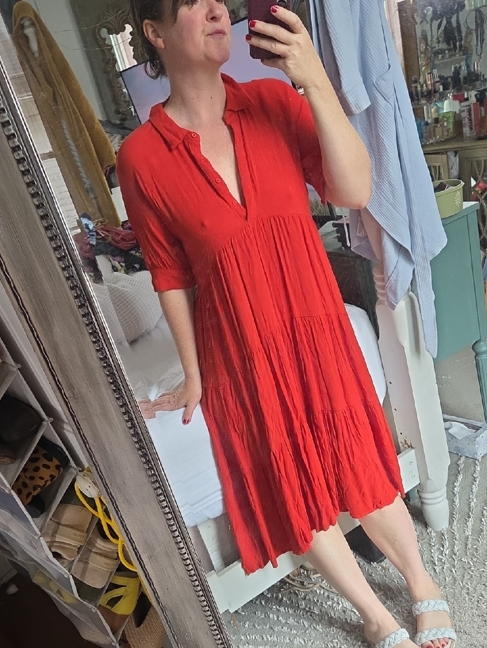 A Loves A Red High Low Midi Dress